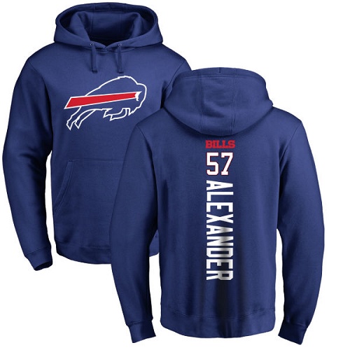 Men NFL Buffalo Bills #57 Lorenzo Alexander Royal Blue Backer Pullover Hoodie Sweatshirt